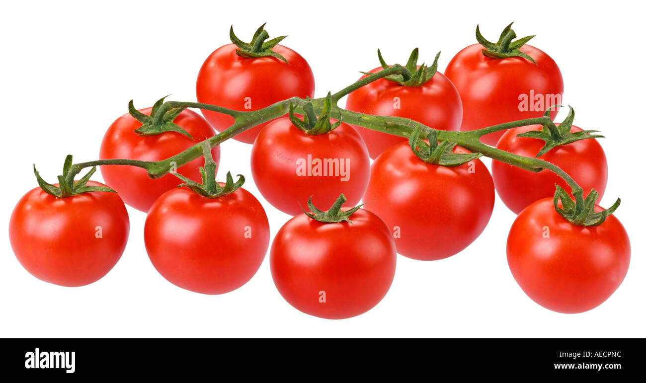 Couper les tomates de vigne Banque D'Images