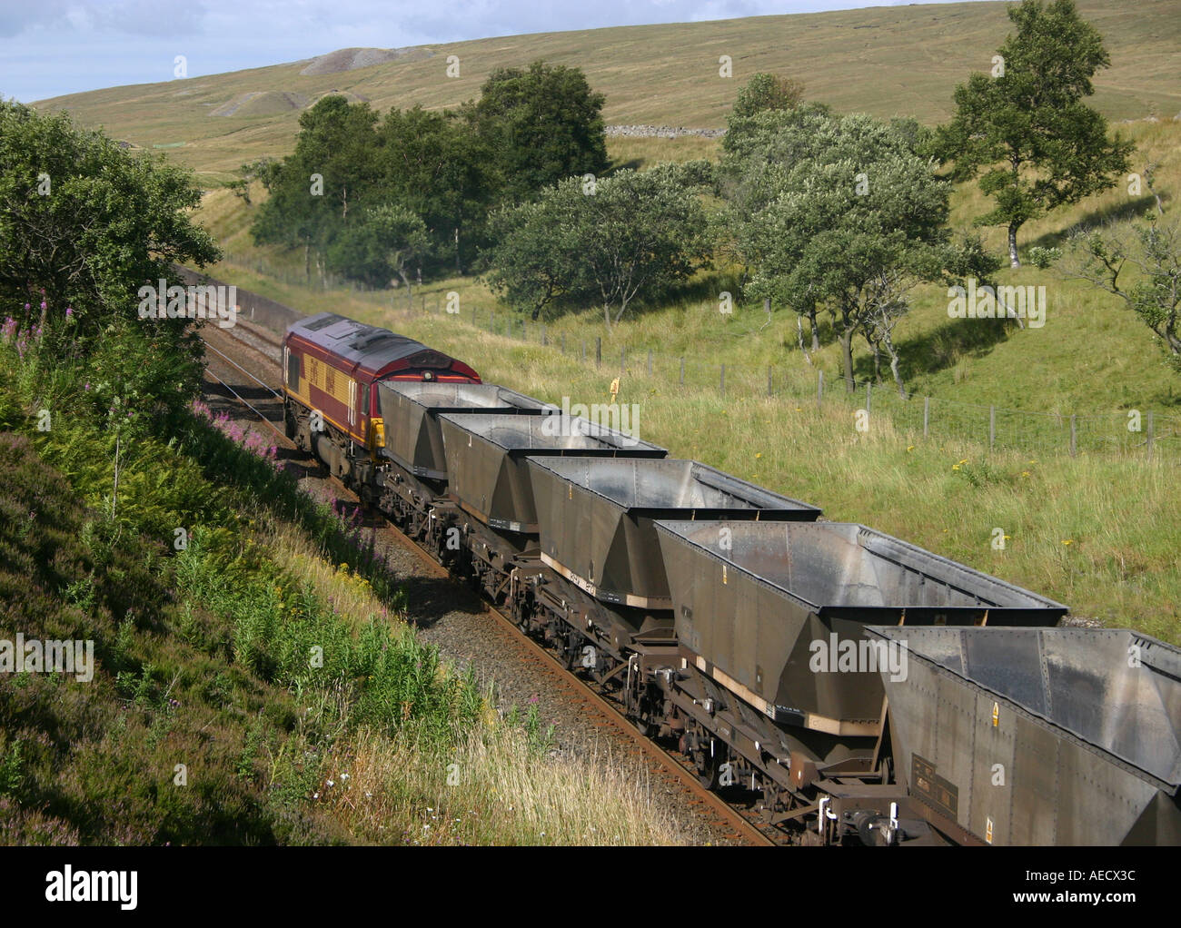 Le charbon train approchant Blea Moor tunnel Banque D'Images