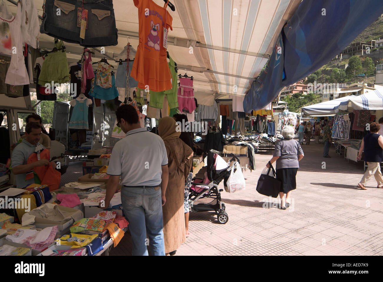 Jour de marché Taormina Banque D'Images