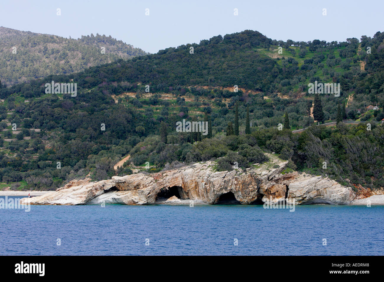 Le mont Athos Terre Sainte le Christianisme la religion grecque orthodoxe Grèce patrimoine ancien moine-barbe blanche péninsule de Halkidiki voyage Banque D'Images