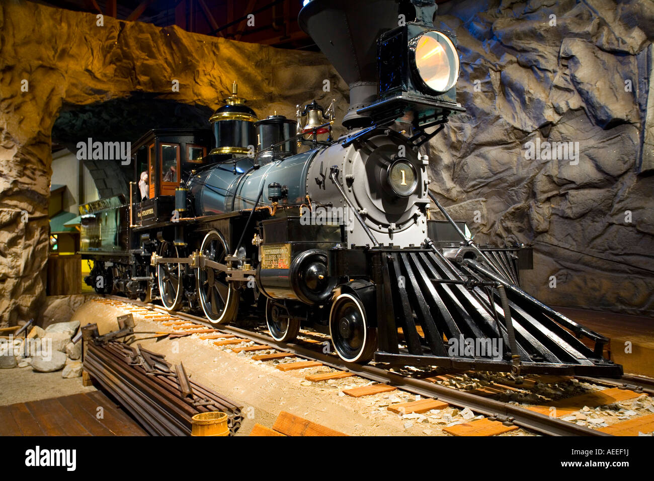 Centre du Pacifique Railroad No 1 'Gov' à la Stanford California Railroad Museum, Sacramento, Californie Banque D'Images