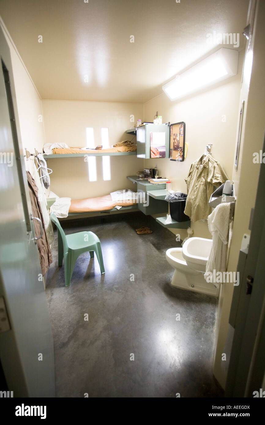 L'intérieur de la cellule. Prison à sécurité maximum, Nebraska, USA. Banque D'Images