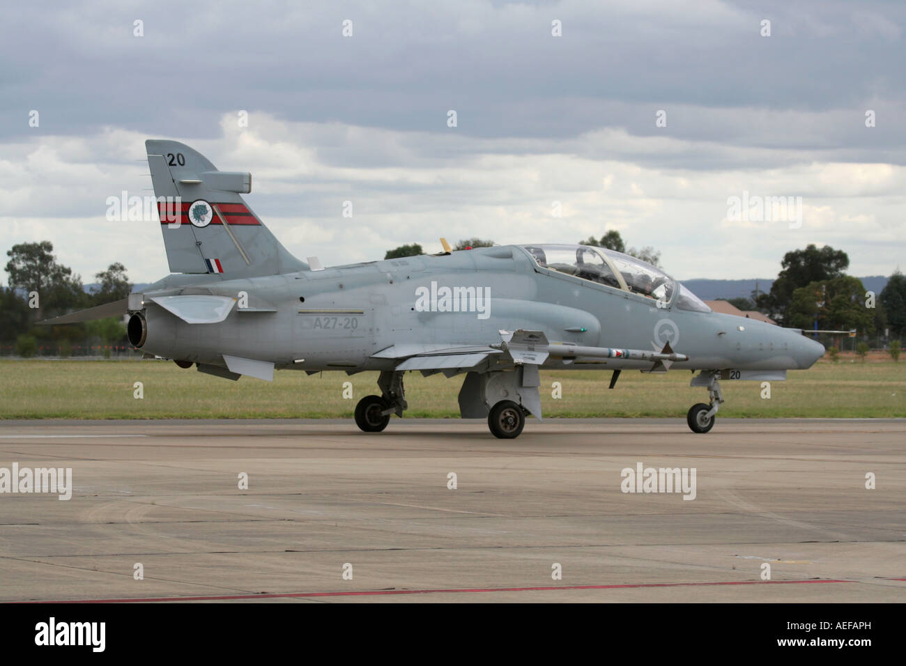 127 Hawk de BAE Systems Plan de formation militaire de la Royal Australian Air Force (RAAF Richmond à la circulation au sol, Nouvelle Galles du Sud Banque D'Images
