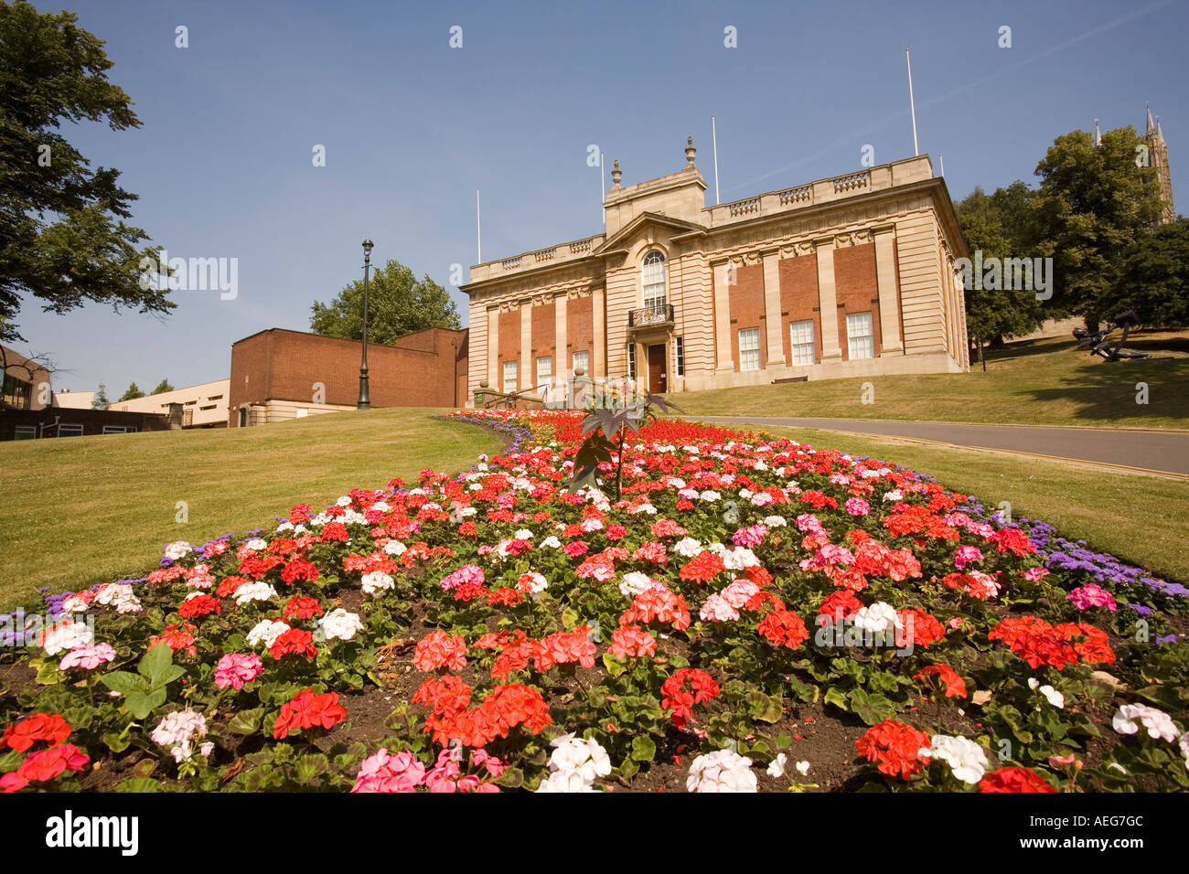 Lincoln Lincolnshire Jardin literie florale Temple affichage à l'Huissier Art Gallery Banque D'Images