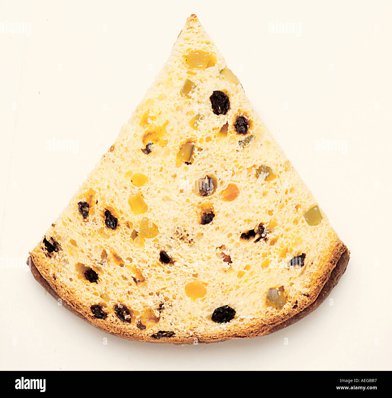 Chocolat noël pannetone italien pain raisins tranche de citron triangulaire orange minces tranches de la nourriture les fêtes de Noël Banque D'Images