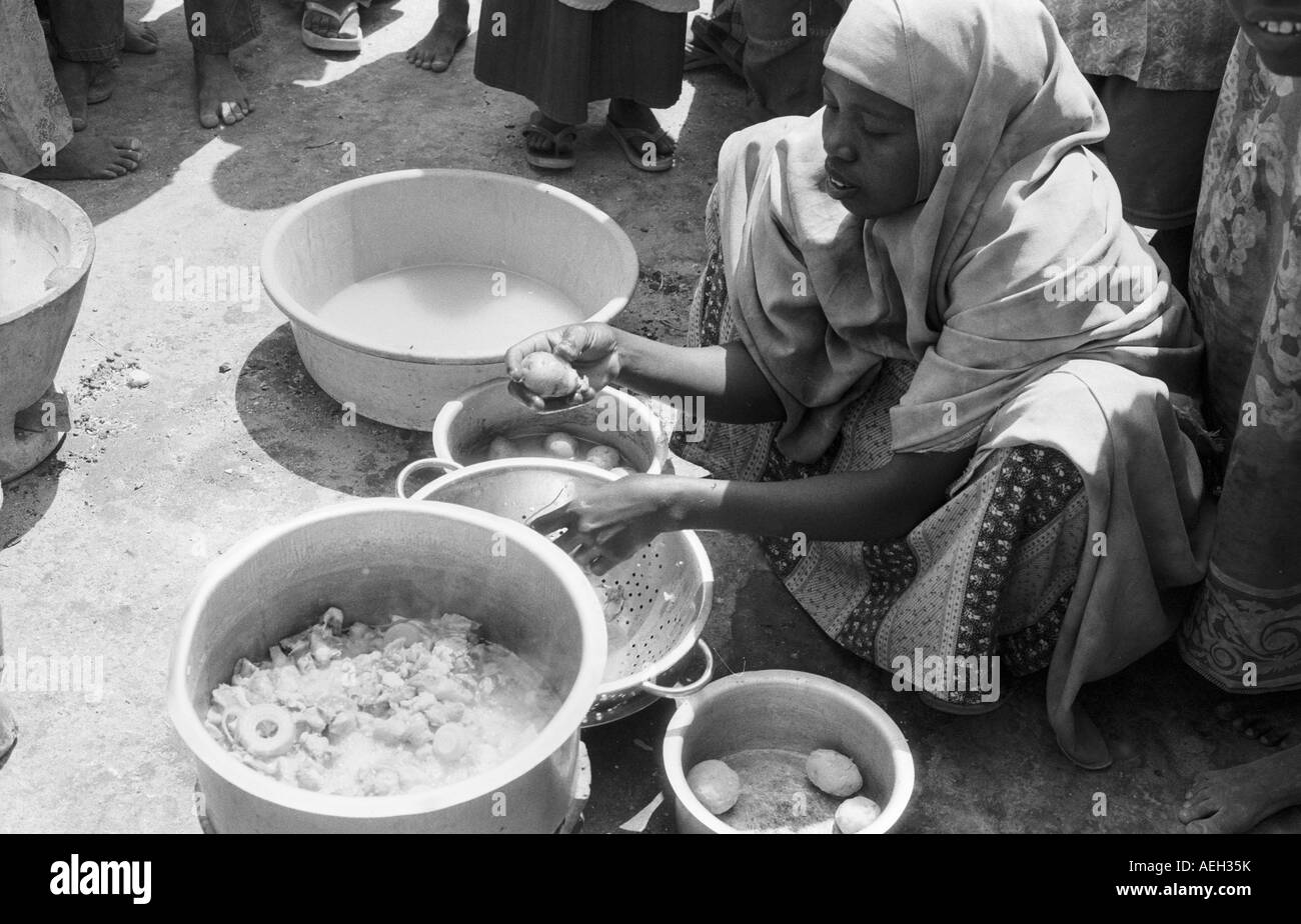 Camp de déplacés somaliens food Banque D'Images