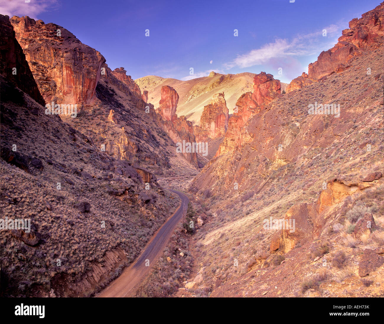 Les roches colorées et road à Leslie Gulch Oregon Banque D'Images