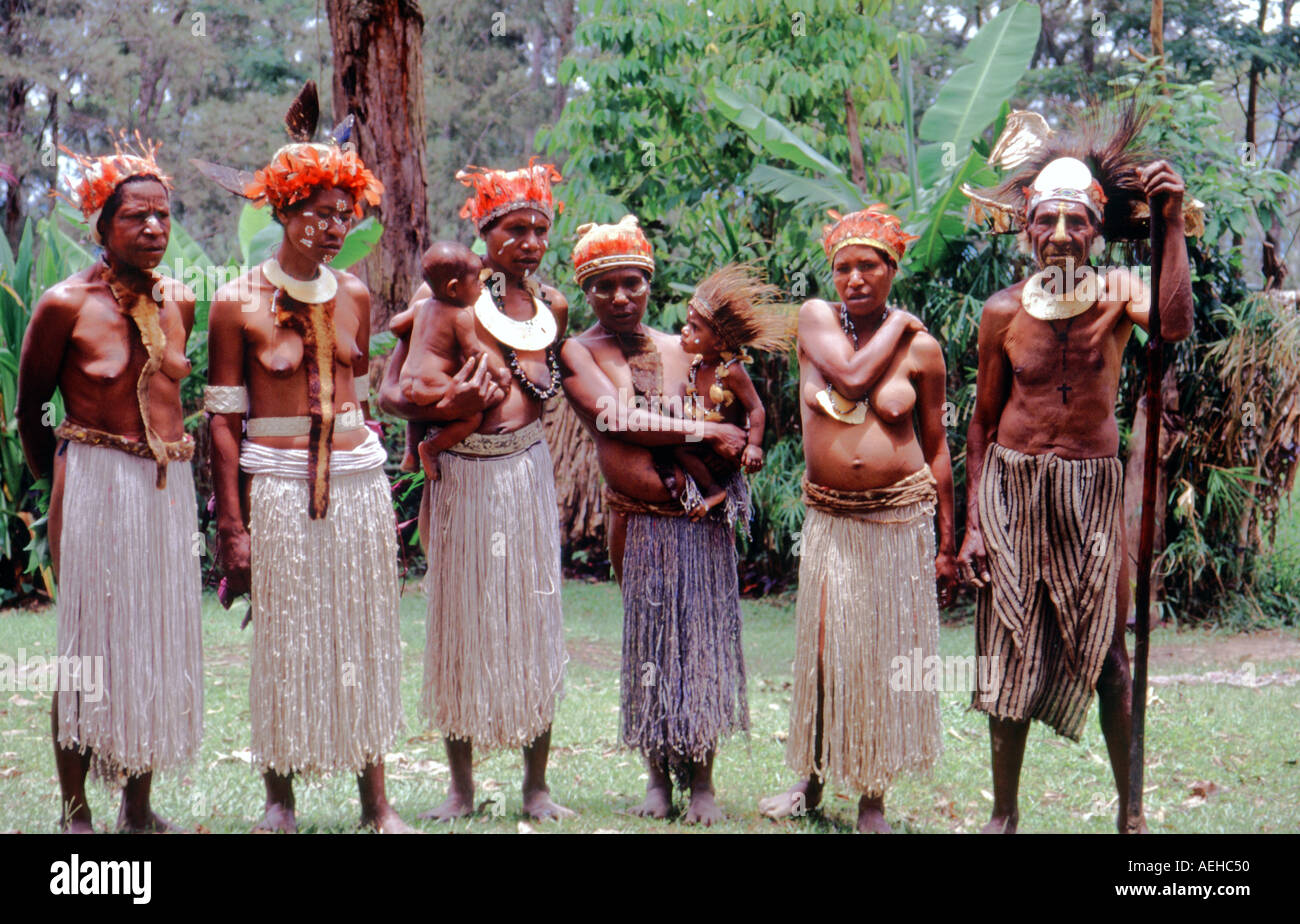 Les membres de la tribu de Simbu de la région des Highlands de Papouasie-Nouvelle-Guinée Banque D'Images