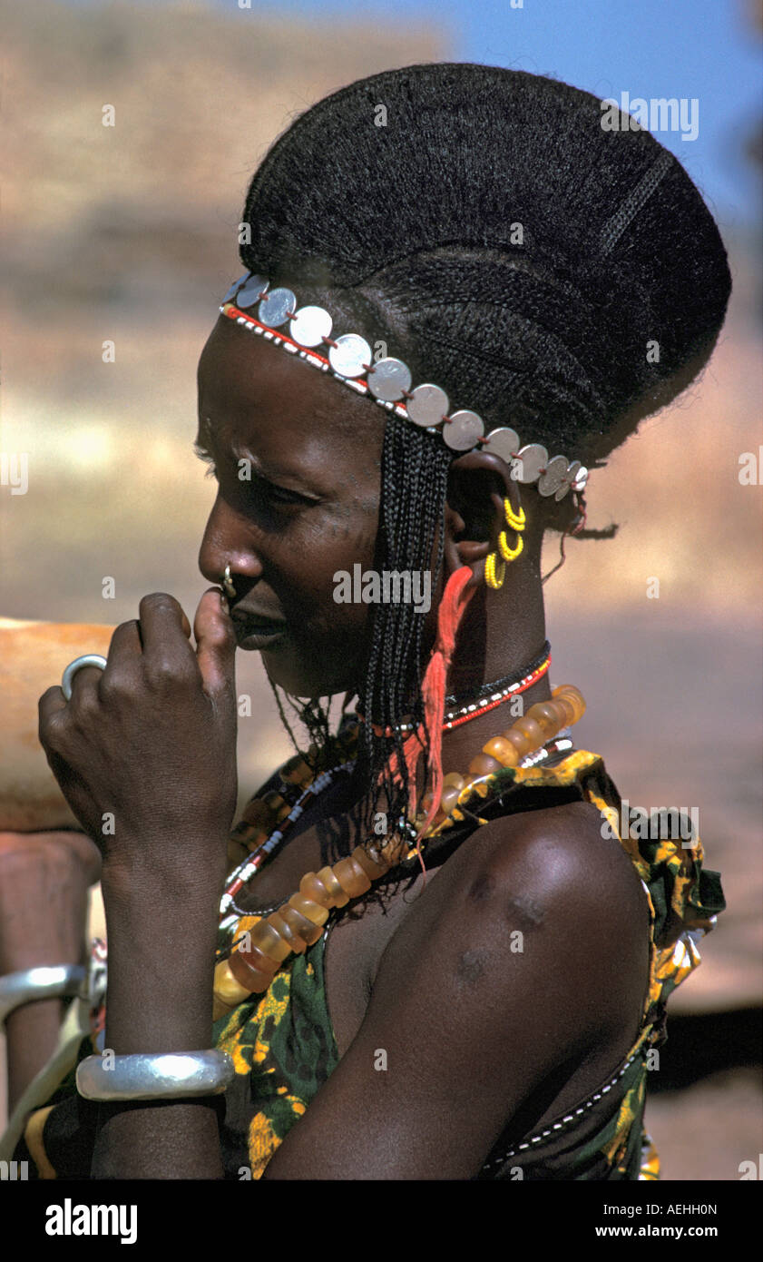 Mali Mopti Mid adult woman de tribu Peulh Banque D'Images