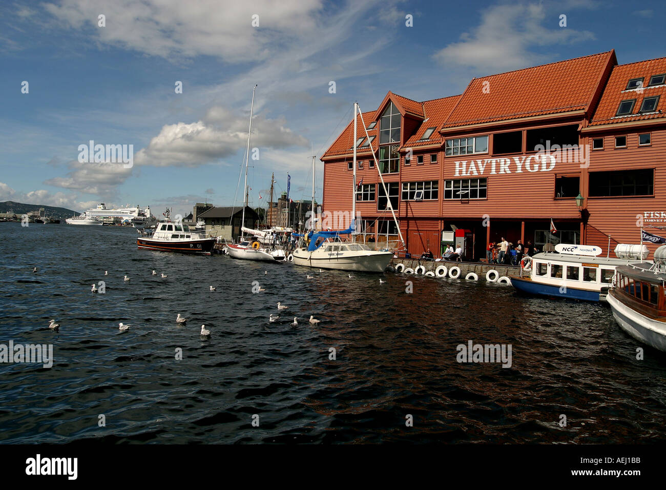 L'architecture à l'or, le port de Bergen Norvège Banque D'Images