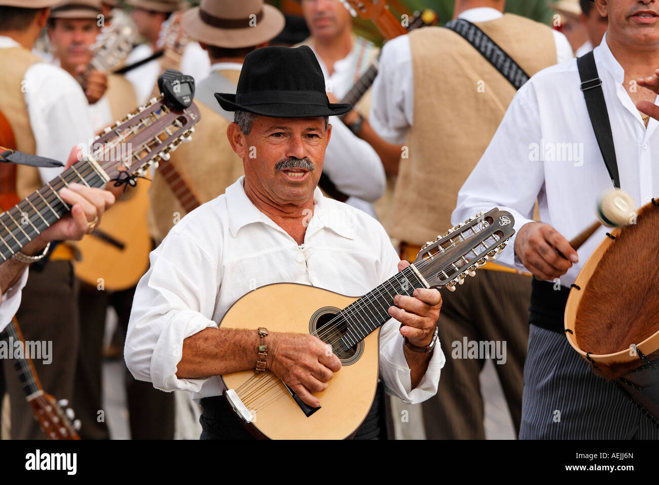 Groupe folklorique à Maspalomas, Gran Canaria, Espagne Banque D'Images