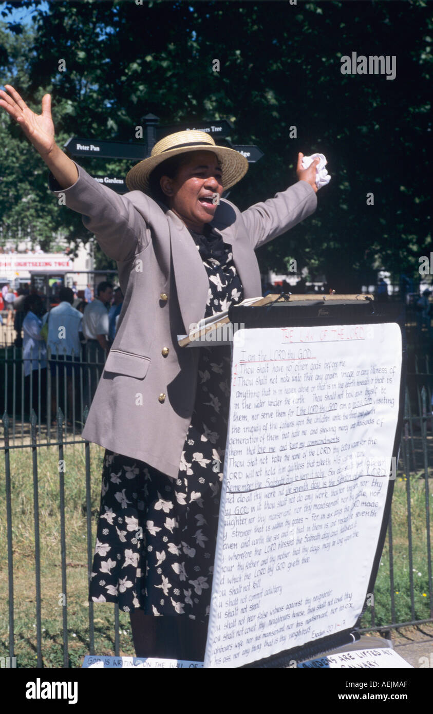 Femme à Speakers Corner Hyde Park London UK Banque D'Images