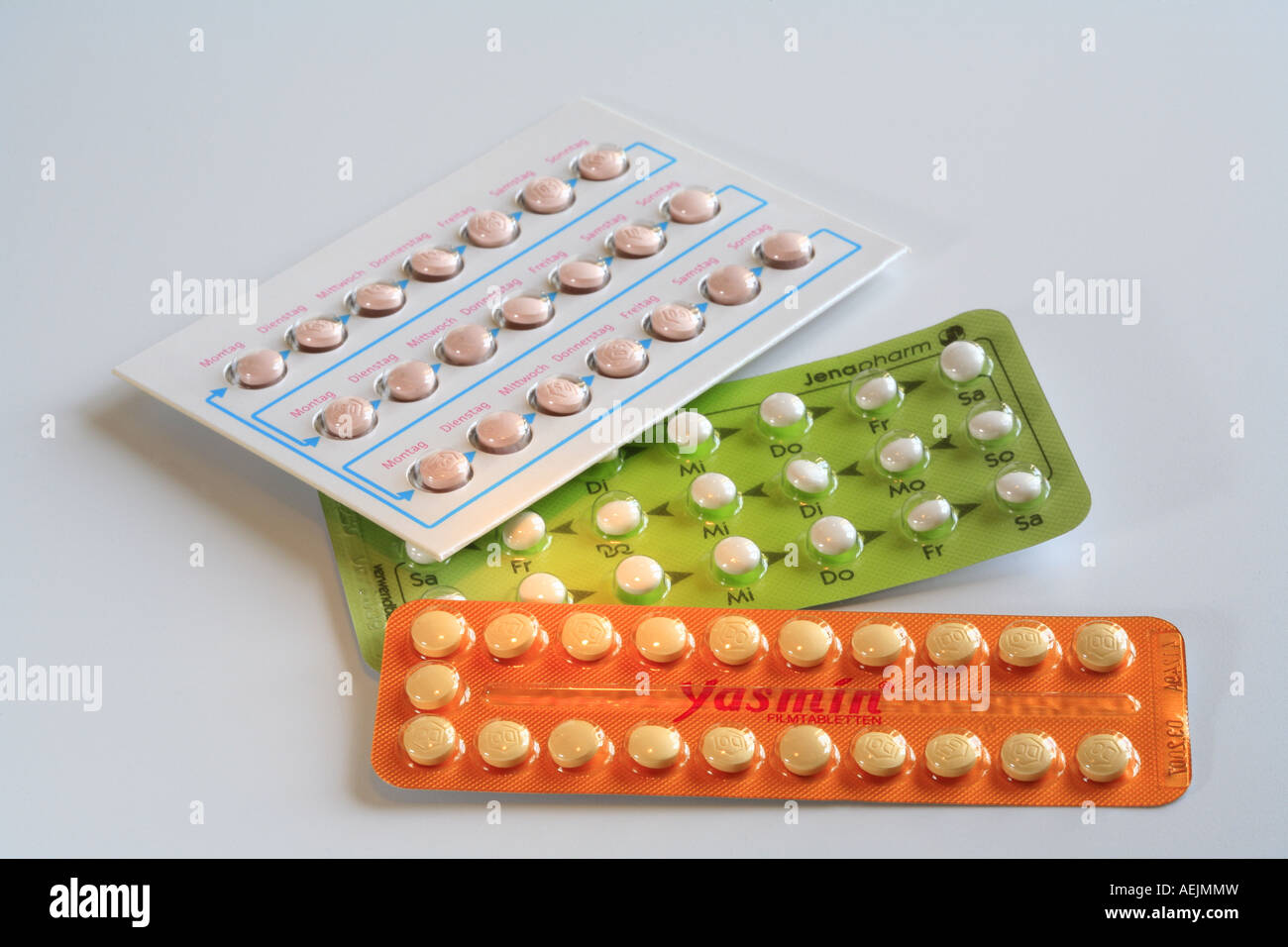 Pilule contraceptive, un mois packs Banque D'Images