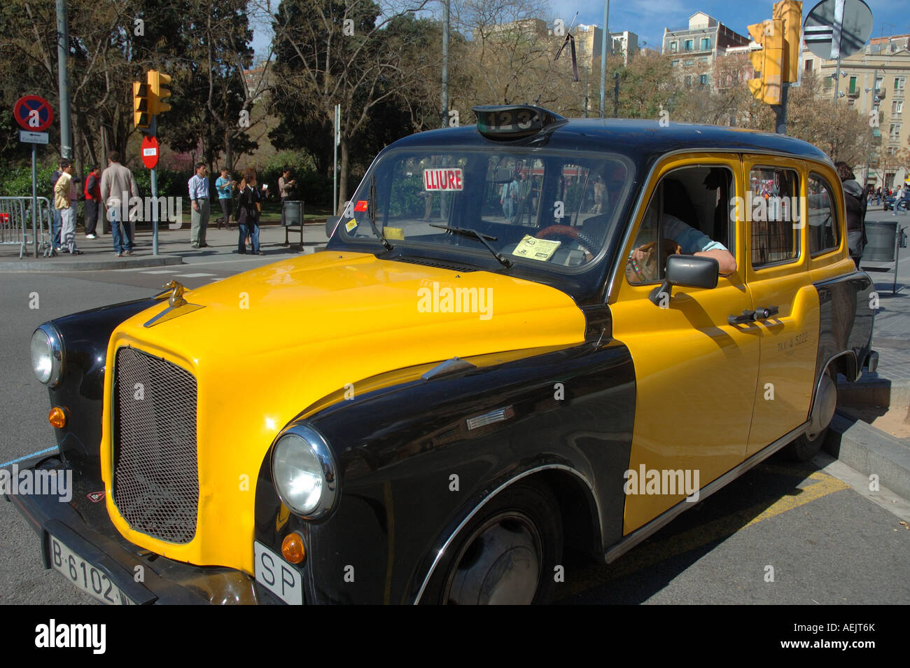 Service de taxi de Pall Eduardo, Barcelone, Catalogne, Espagne Banque D'Images