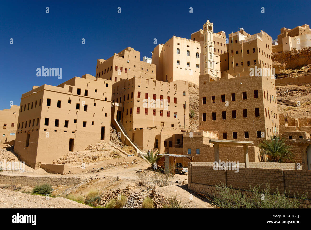 Vieille ville de Al Hajjaryn, Wadi Hadramaout, au Yémen, Doan Banque D'Images