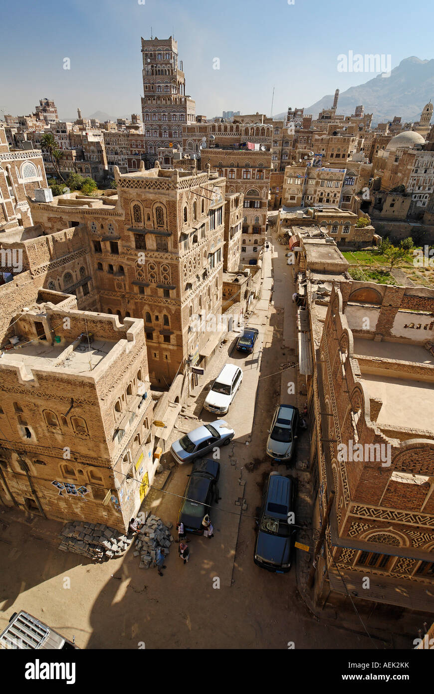 Centre historique de la vieille ville de Sanaa, Sanaa, UNESCO World Heritage Site, Yémen Banque D'Images
