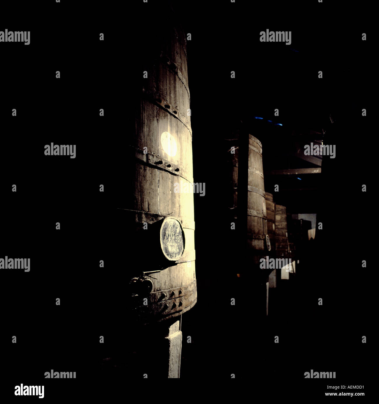 Cuves à vin Port à Ferreira lodge storehouse, Vila Nova de Gaia, Porto, Portugal, Europe Banque D'Images