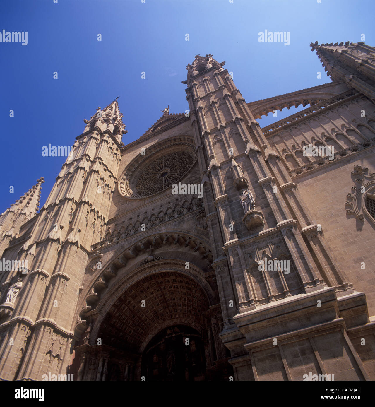 Cathédrale gothique historique (construit au cours de 14ème - 19ème siècle), Palma de Majorque, Iles Baléares, Espagne. Le 31 juillet 2007. Banque D'Images