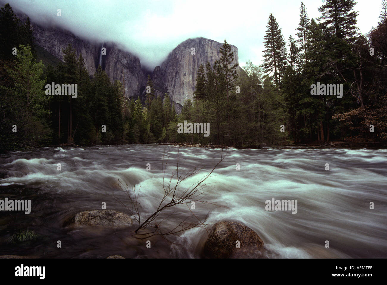 Merced et El Capitan Yosemite National Park California Banque D'Images