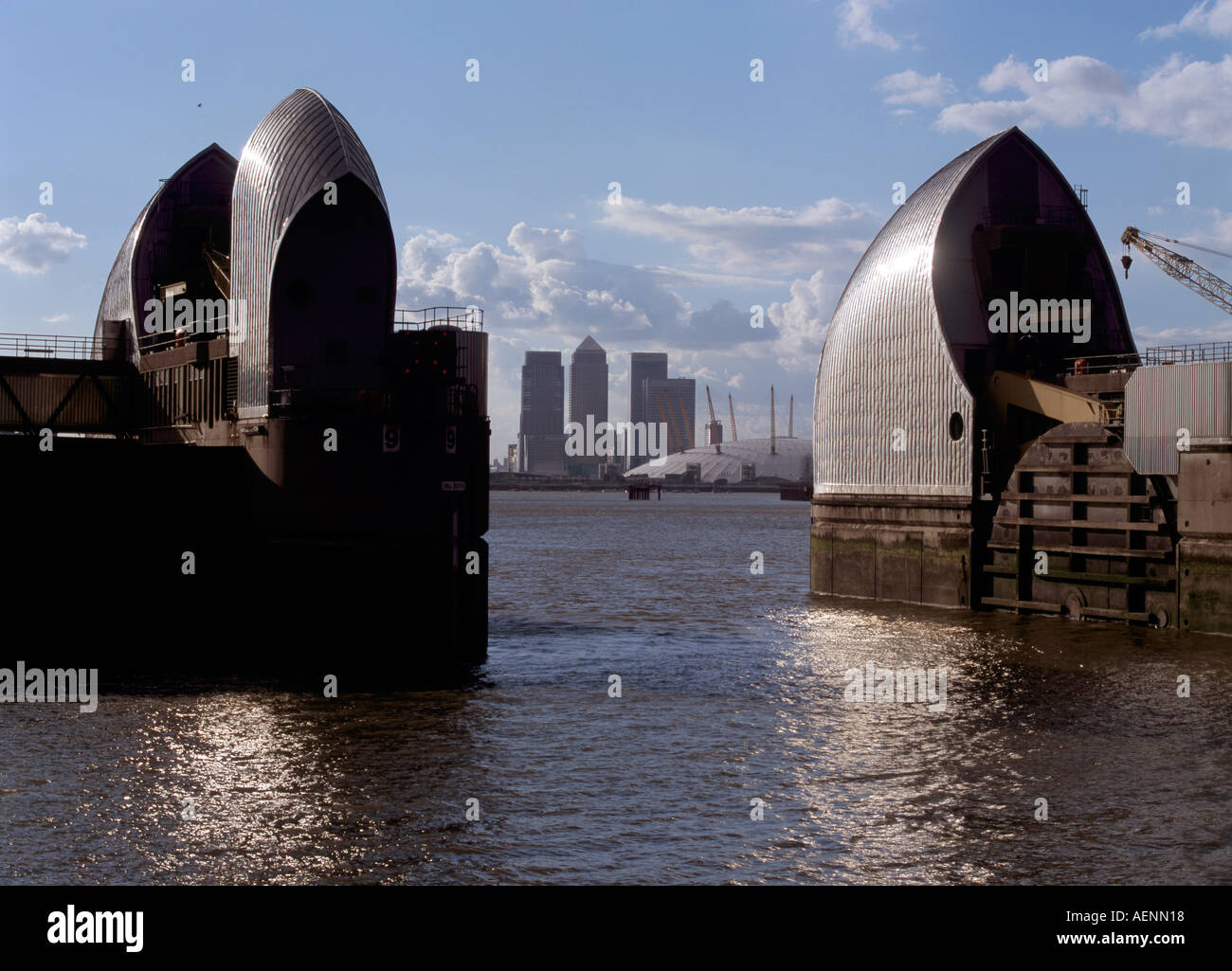 Londres, Themse-Flut-Barriere, 'Docklands', Banque D'Images