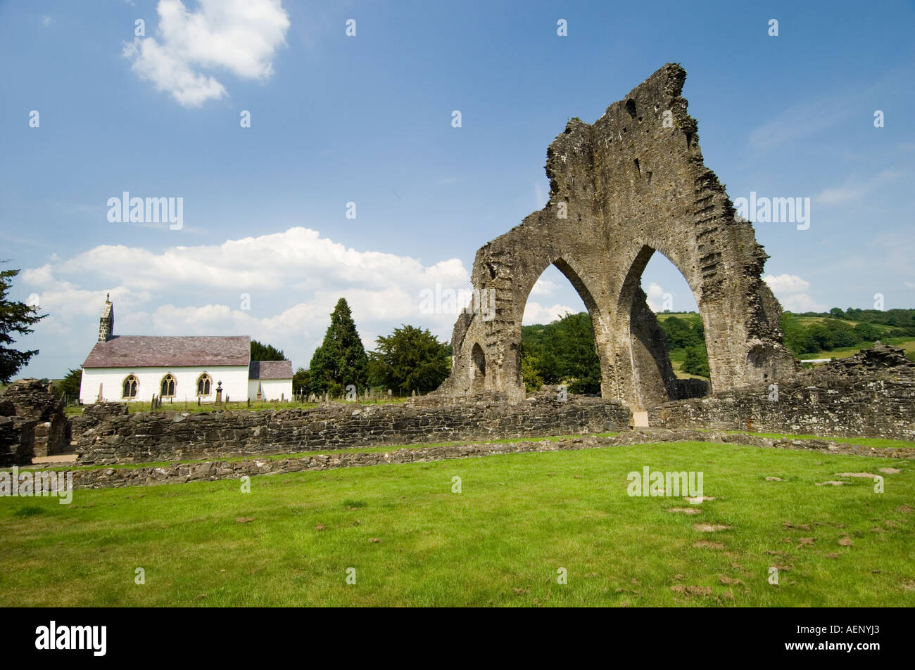 Les ruines de l'abbaye des Prémontrés Talley fondée par Lord Rhys c1185 Talley Talyllychau Carmarthenshire West Wales Banque D'Images