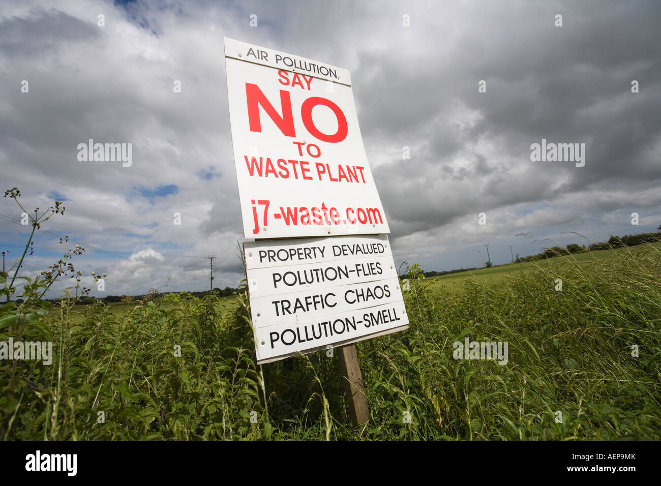 Affiche de la campagne de l'environnement dire non à l'installation de traitement des déchets Banque D'Images