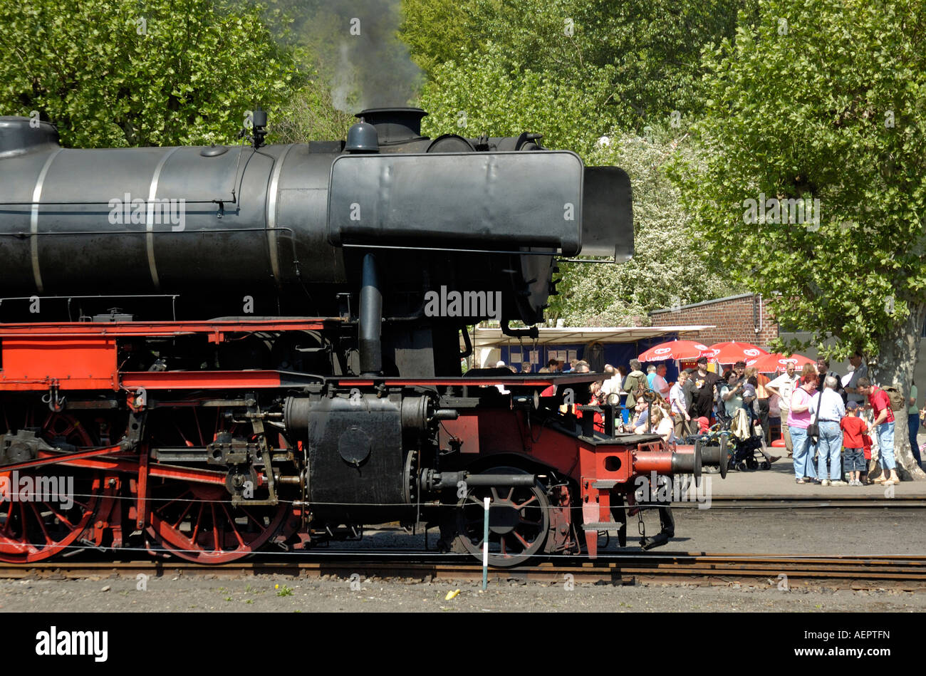 Profil de l'article de locomotive à vapeur allemande avec déflecteurs de fumée Banque D'Images