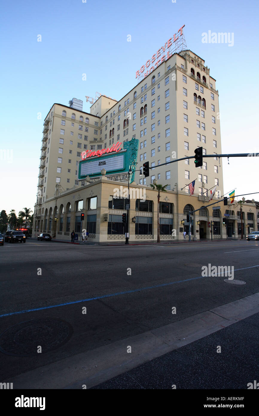 Roosevelt Hotel, Hollywood Boulevard Los Angeles. .Californie U.S.A Banque D'Images