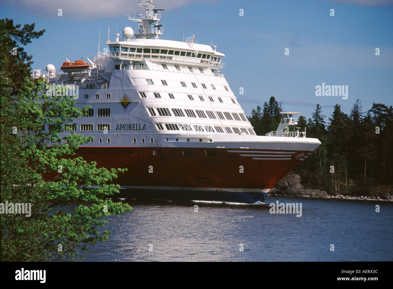 Dans l'archipel suédois ferry Banque D'Images