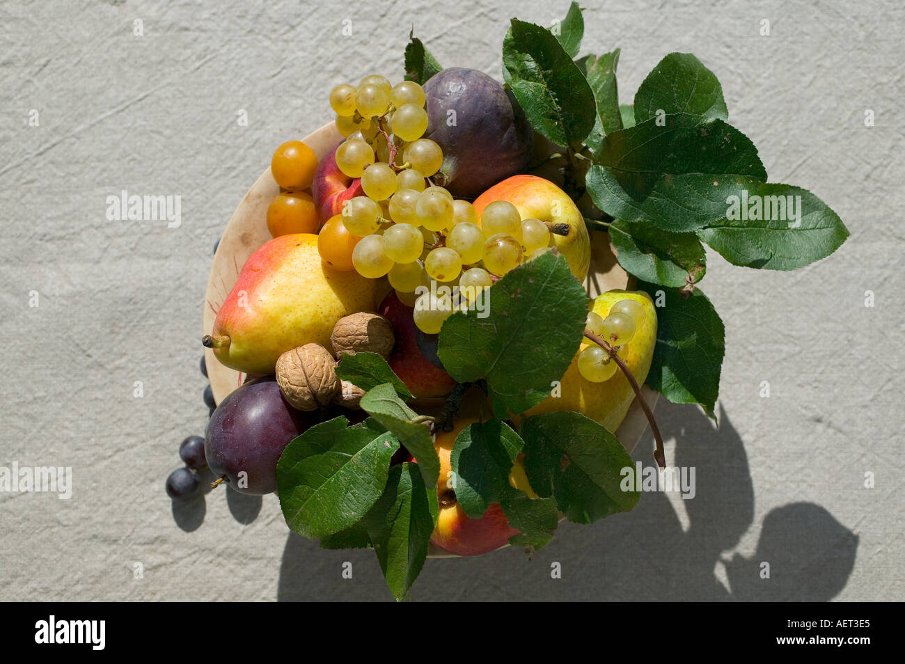 La VIE TOUJOURS DE SAISON AVEC UN ASSORTIMENT DE FRUITS D'AUTOMNE ET DE L'OMBRE Banque D'Images