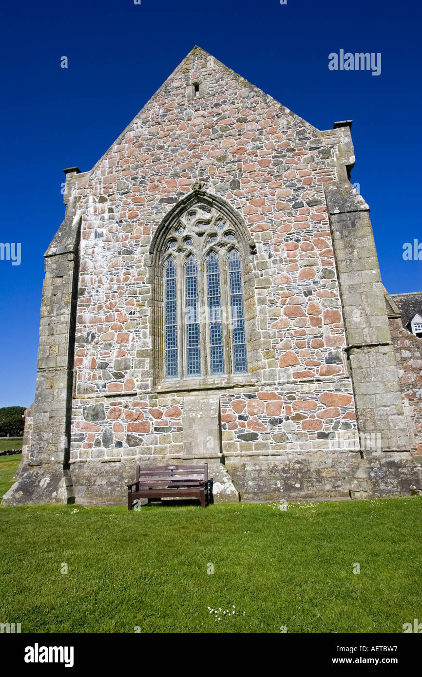Fenêtre et mur de la fin de l'abbaye d'Iona Island au large de la côte sud de l'île de Mull Ecosse UK Banque D'Images