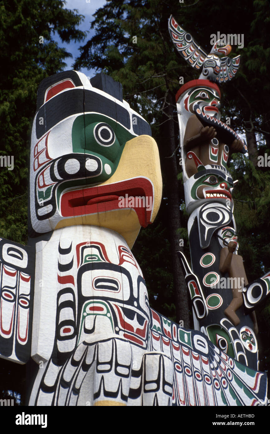 Vancouver Colombie-Britannique Canada,Parc Stanley,Haida Tlingit design,Autochtones américains autochtones autochtones autochtones,totem pole,Canada026 Banque D'Images Vancouver Colombie-Britannique Canada,Parc Stanley,Haida Tlingit design,Autochtones américains autochtones autochtones autochtones,totem pole,Canada026 Banque D'Images