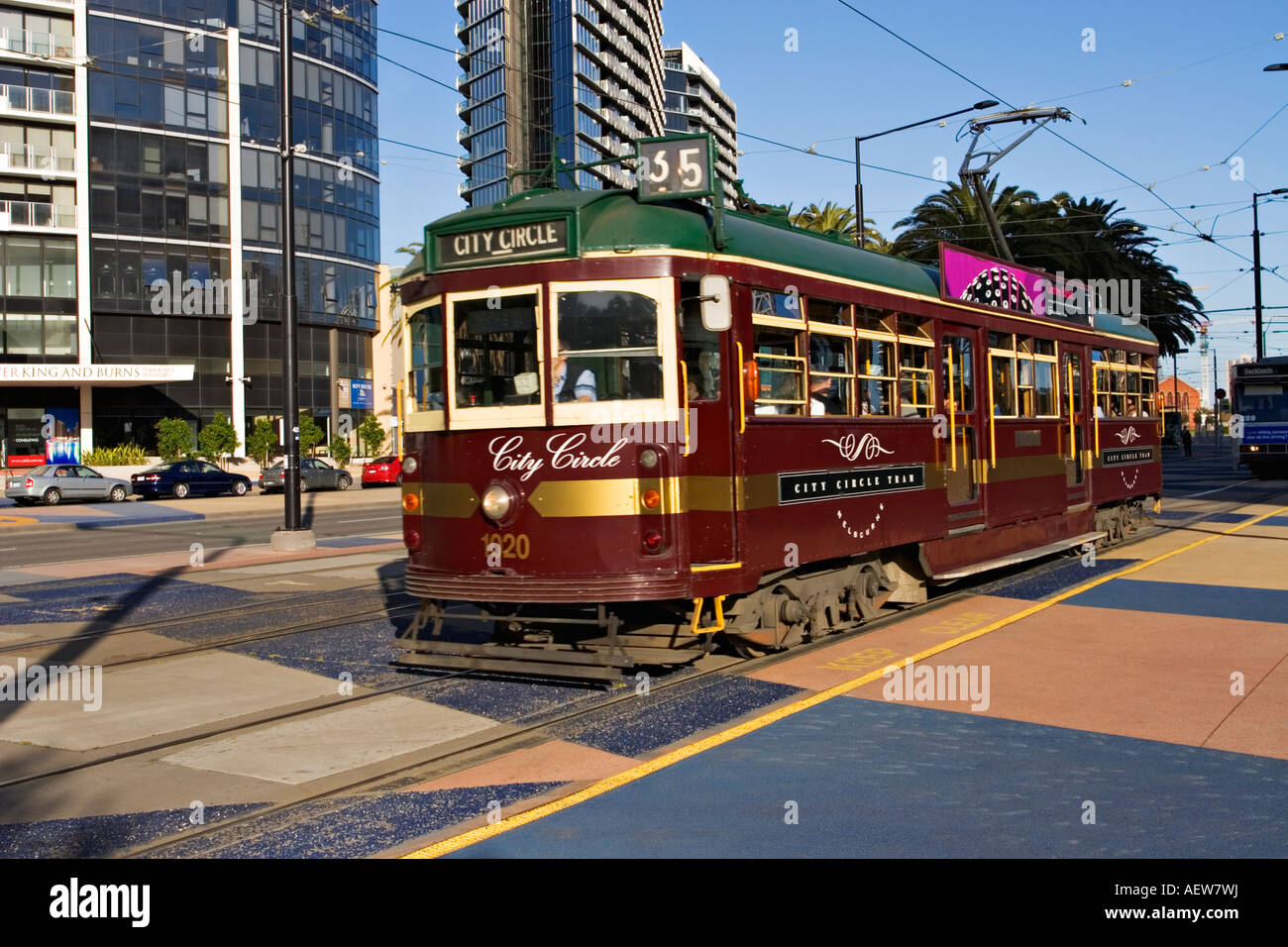 Melbourne Australie / Melbourne un 'City Circle Tram' dans la région de Melbourne Docklands Melbourne Victoria en Australie. Banque D'Images