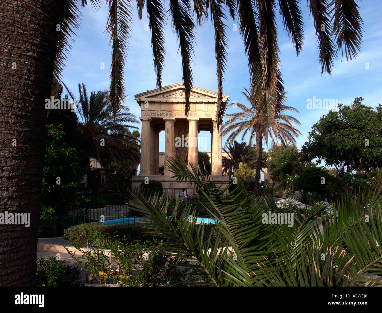 Folie de Memorial gouverneur Sir Alexander Ball,inférieure Barracca Gardens ,La Valette, Malte Banque D'Images