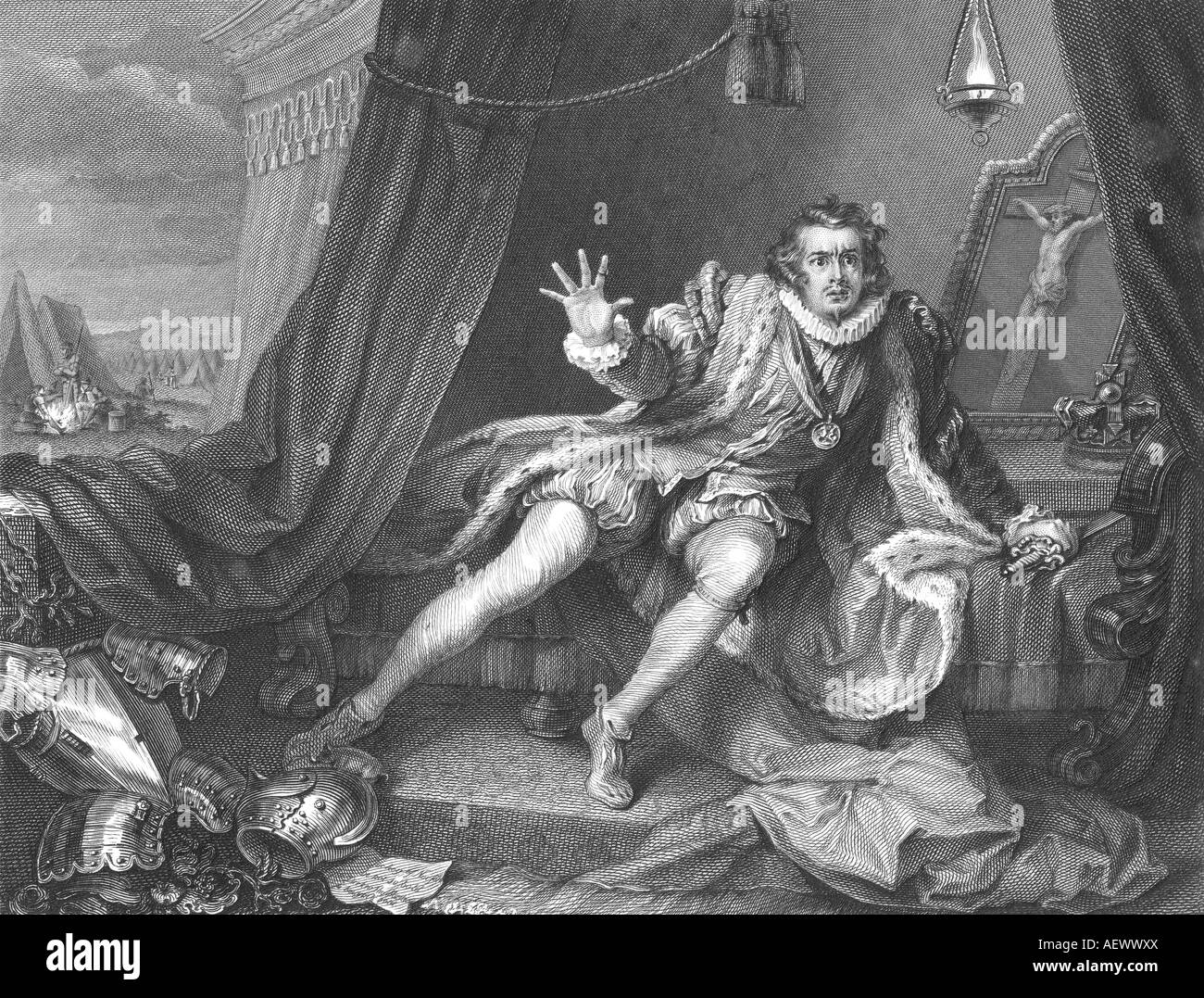 David Garrick (1717-1779). Gravure après Hogarth. Banque D'Images