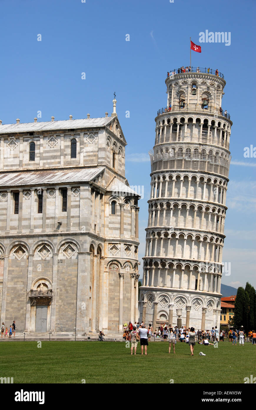Cathédrale et la Tour Penchée de Pise, Pise Italie Banque D'Images