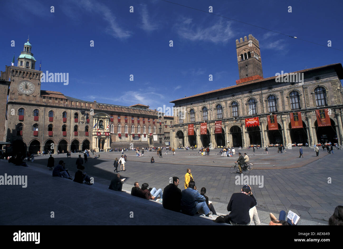 Palazzo Comunale et Palazzo Podest� Bologne Émilie-romagne en Italie Banque D'Images