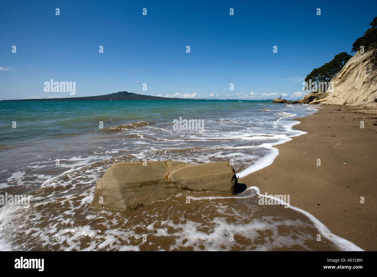 Vue de l'île de Rangitoto Plage col étroit, Nouvelle-Zélande Banque D'Images
