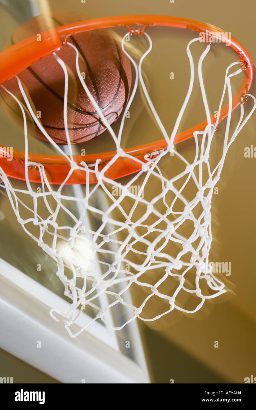Close up of basket-ball entrant hoop Banque D'Images