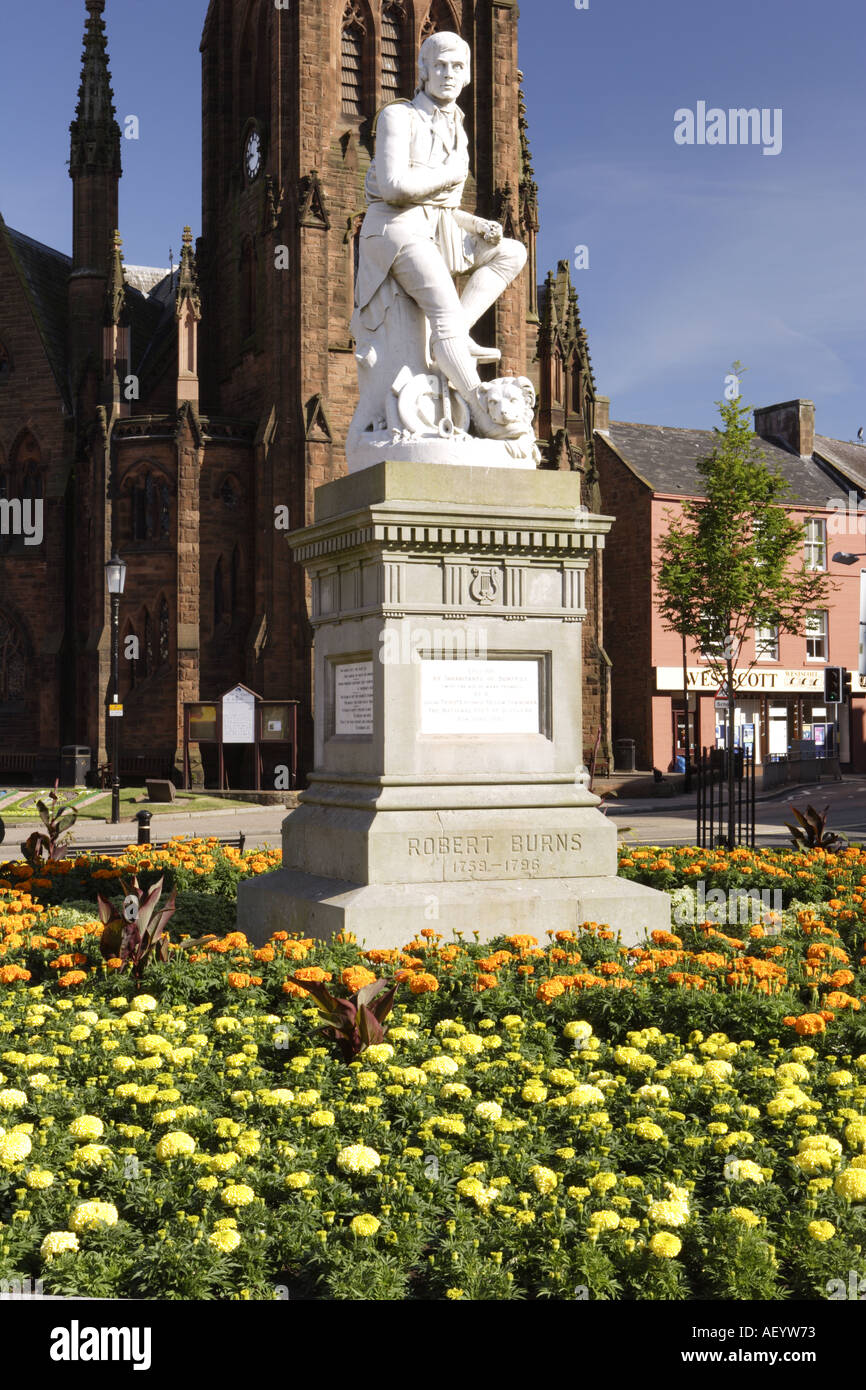 Statue de Robert Burns Dumfries summer Banque D'Images