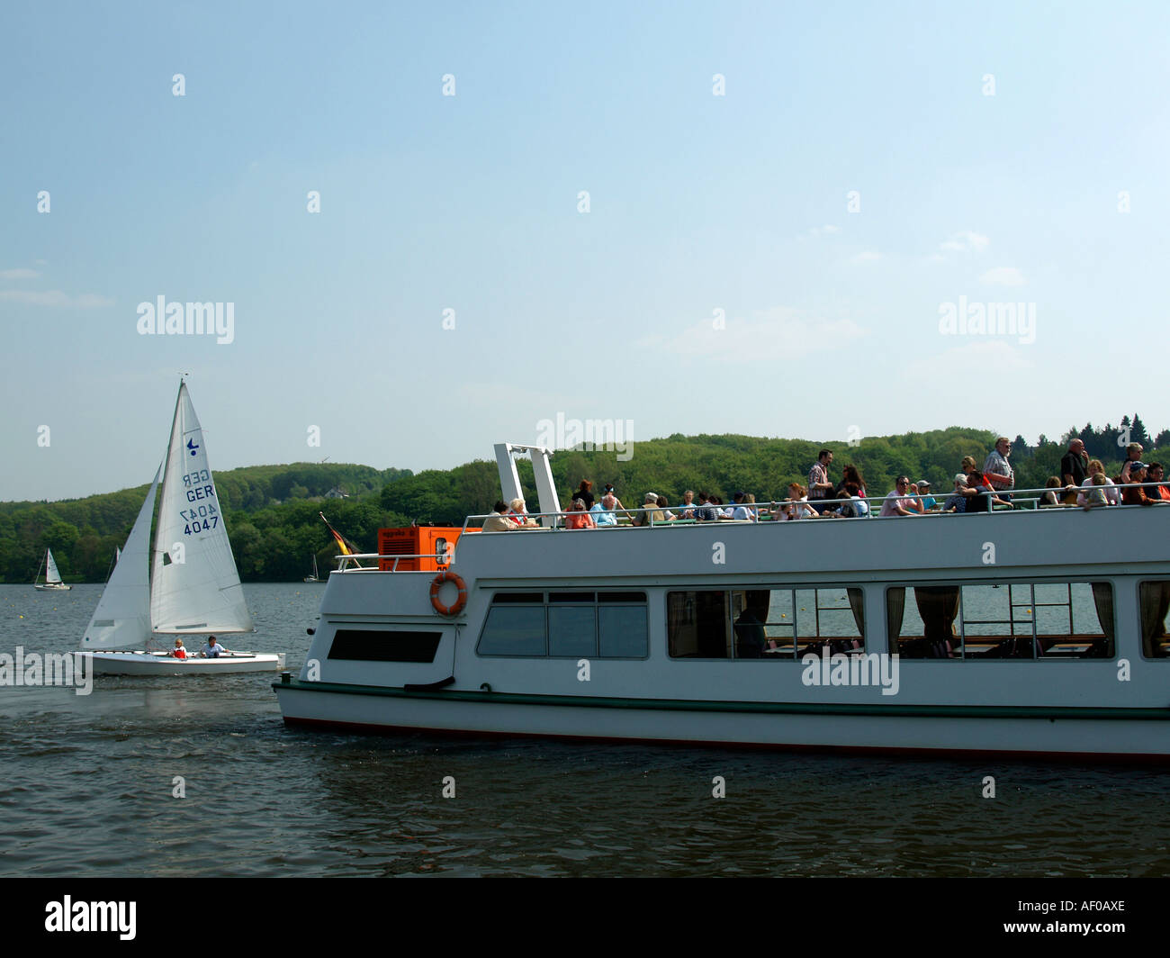 Navire de l'excursion en bateau sur le lac Baldeney Baldeneysee à Essen Banque D'Images