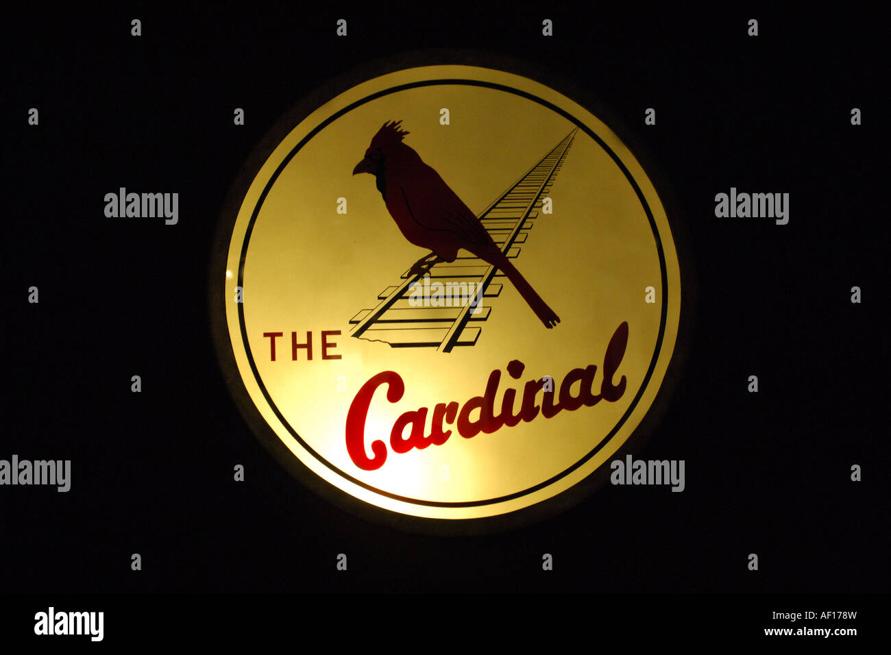 Le Cardinal Raliroad signe sur l'affichage à la National Railroad Museum Green Bay Wisconsin WI Banque D'Images