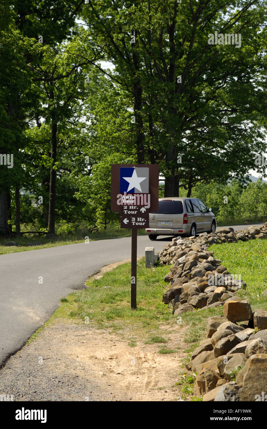Tour Auto route de bataille de Gettysburg en Pennsylvanie signe PA Banque D'Images