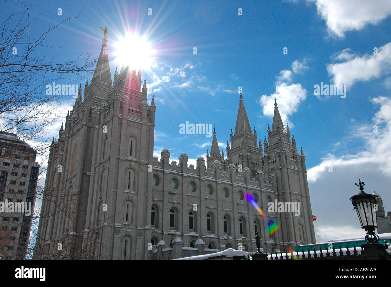 LDS Temple de Salt Lake City Utah siège à l'église mormone par une belle journée d'hiver Banque D'Images