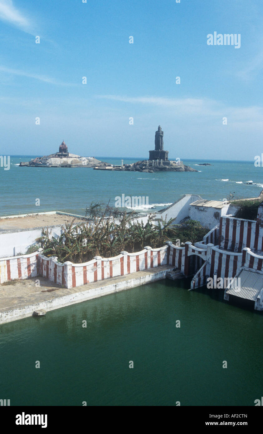 Temple Kanykumari, Cap Comorin, dans le sud de l'Inde. Banque D'Images