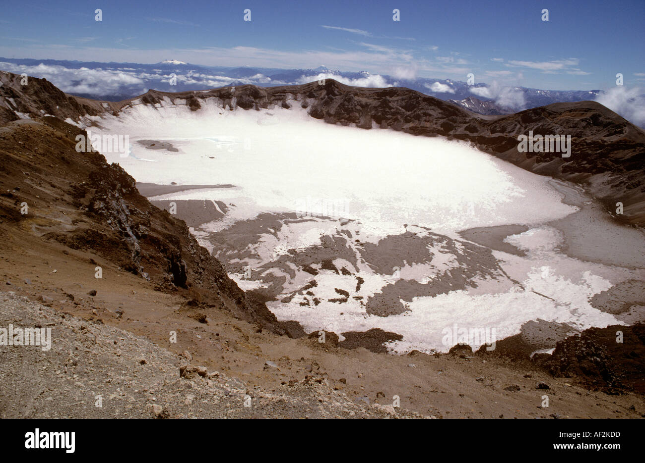 Cratère du volcan glaciaire de Puyehue Chili Amérique du Sud Banque D'Images