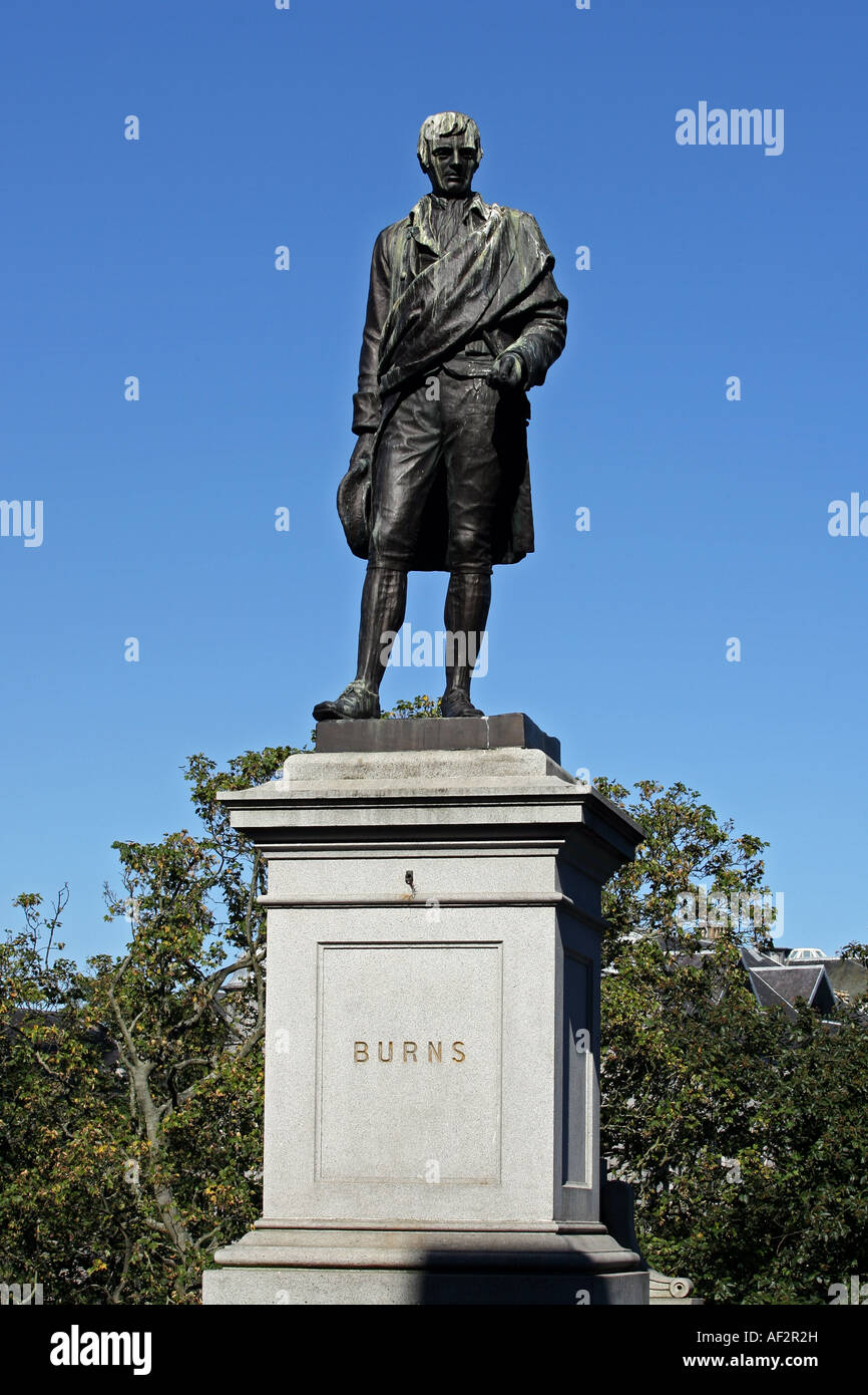 Le poète Robert Burns statue en Union d'Aberdeen, Écosse, Royaume-Uni Terrasse Banque D'Images