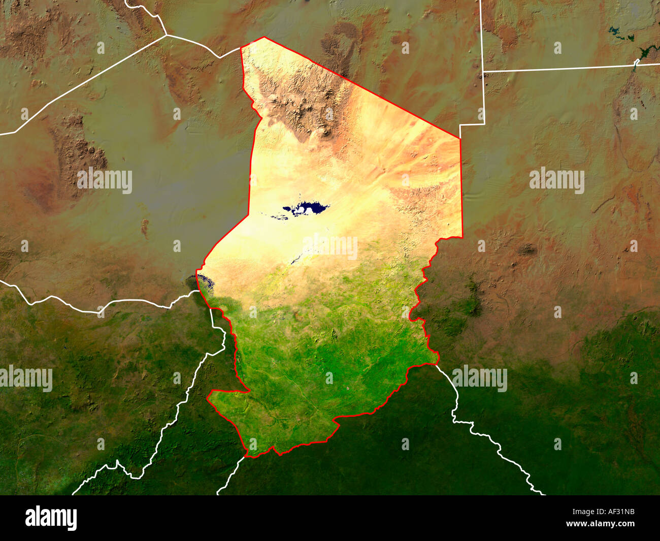 Image satellite du Tchad en surbrillance Banque D'Images