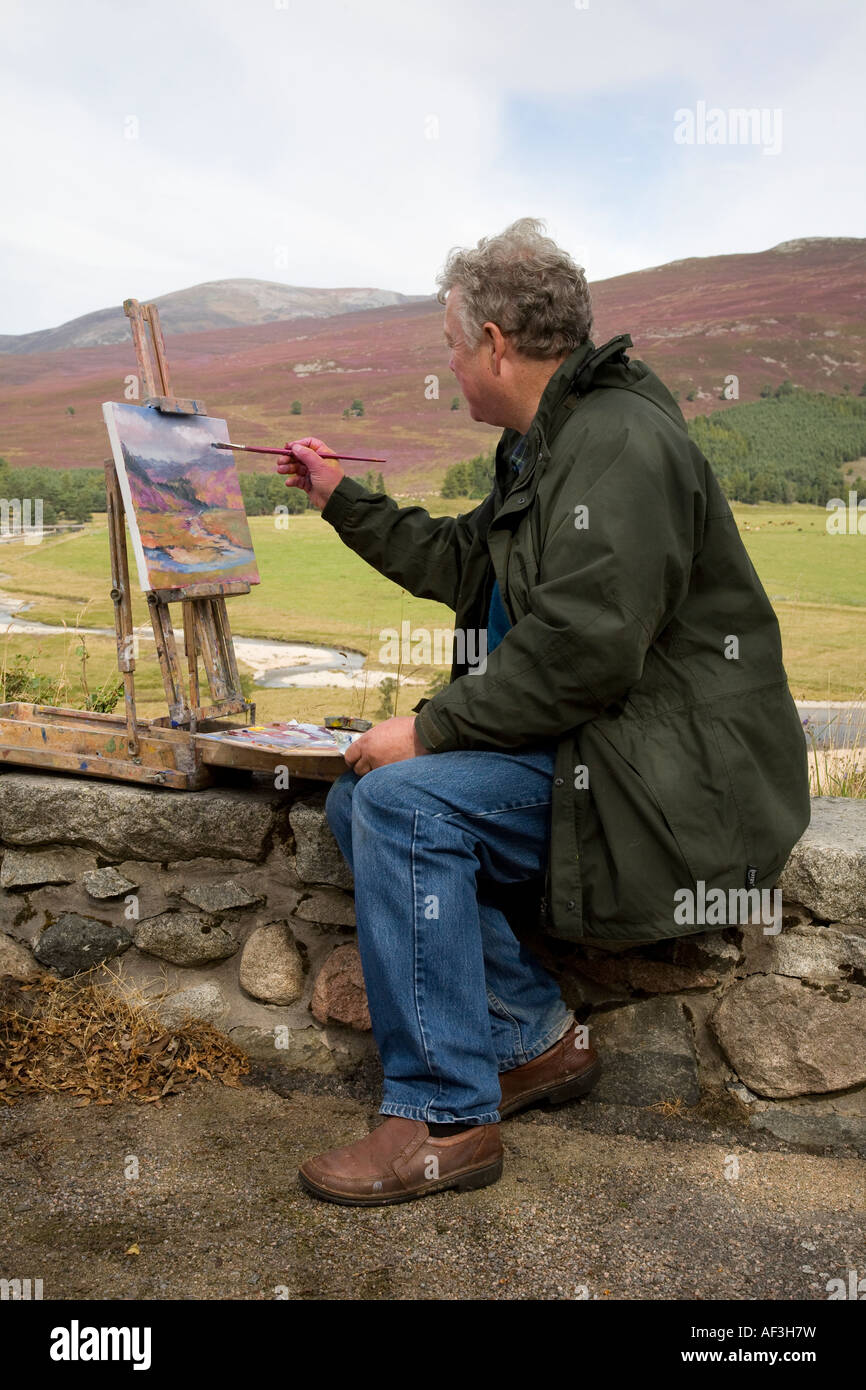 Howard Butterworth Highland paysagiste, peinture à l'huile Mar Lodge Estate paysage écossais Parc National de Cairngorms, Aberdeenshire, Scotland, UK Banque D'Images