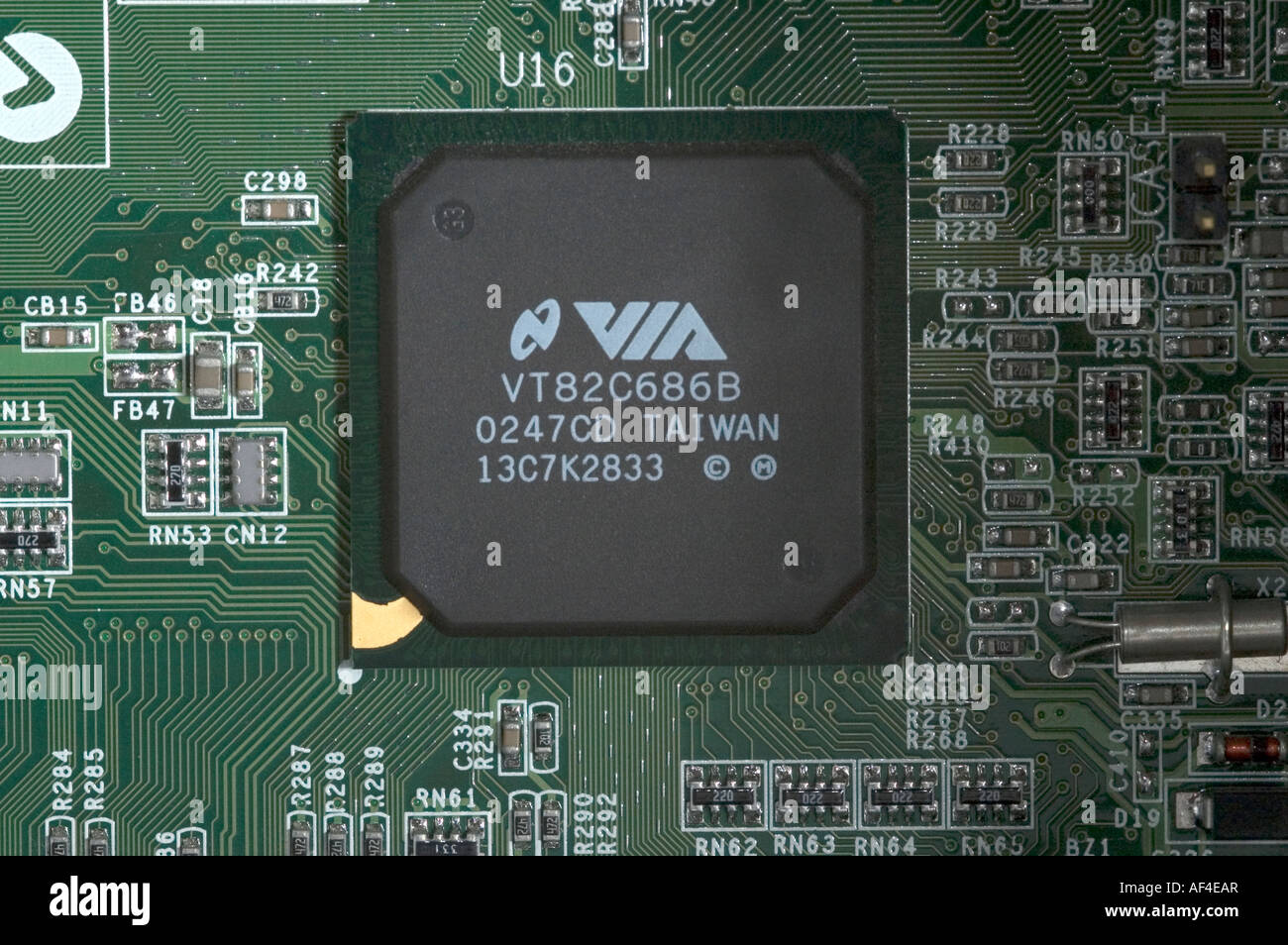 Carte de circuit imprimé et puce de silicium Banque D'Images